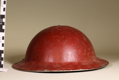 Tin uniform helmet; Unknown maker; Unknown; CR1977.680
