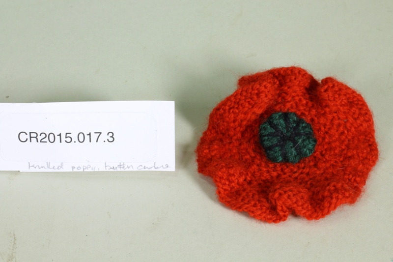 Knitted Anzac commemorative poppy