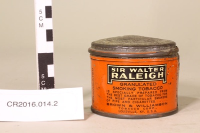 sir walter raleigh smoking tobacco can Sir Walter Raleigh tobacco tin; Brown & Williamson Tobacco Corp;  CR2016.014.2