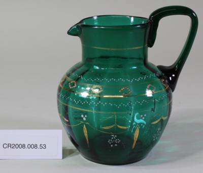 Victorian green glass jug; Unknown maker; Unknown; CR2008.008.53 