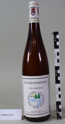 Bottle of Gewurztraminer; Giesen Wne Estate; 1989; CR2012.275 