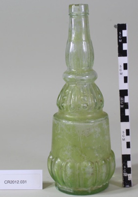 Glass bottle - green tinged.; Unknown maker; Unknown; CR2012.031