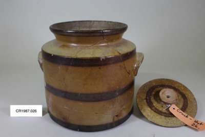 Crock - earthenware; Unknown maker; unknown; CR1987.026.a and b. 