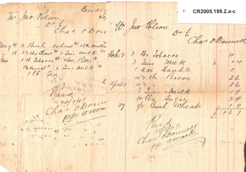 bendigo tobacco J Polson Invoices dated 1907 from Chas O'Donnell, Bendigo; Charles  O'Donnell; 19