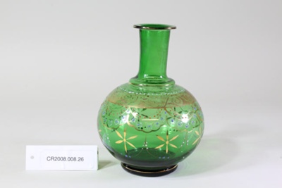 Victorian green glass vase or decanter; Unknown maker; Unknown; CR2008.008.26 
