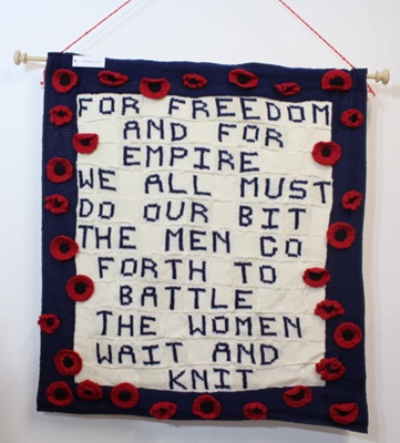 WWI Commemoration knitted wall hanging; Cromwell Woolcrafters Group; 2018?; CR2018.047.8