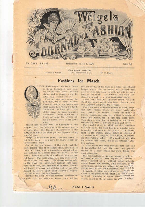 Magazine, Weigel's Journal of Fashion 1906
