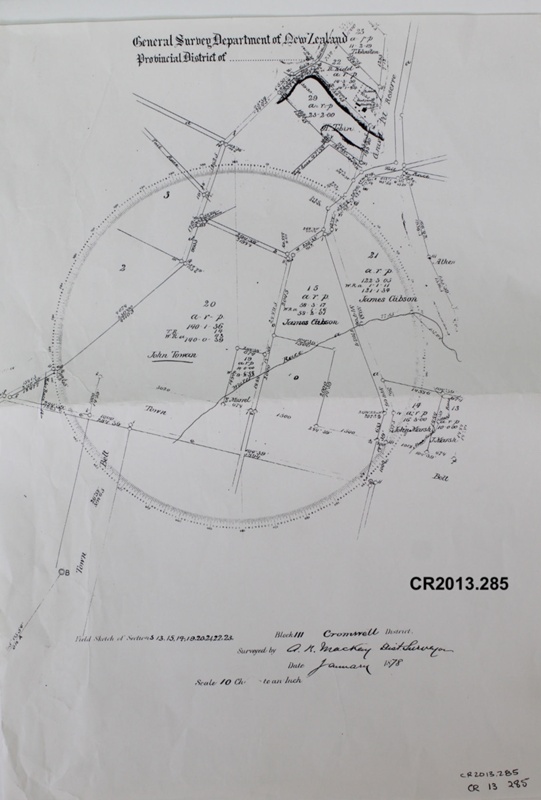 1878 Survey Plan of Cromwell; A.N. MacKay; January 1878; CR2013.285 eHive