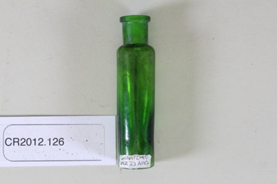 Dark green small glass  bottle; Unknown maker; Unknown; CR2012.126    
