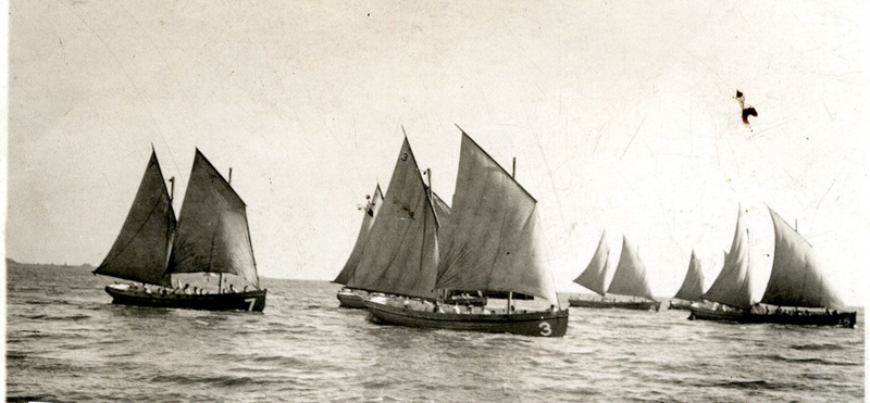 Photograph of HMS Ganges cutters racing on the River off Shotley Point ...