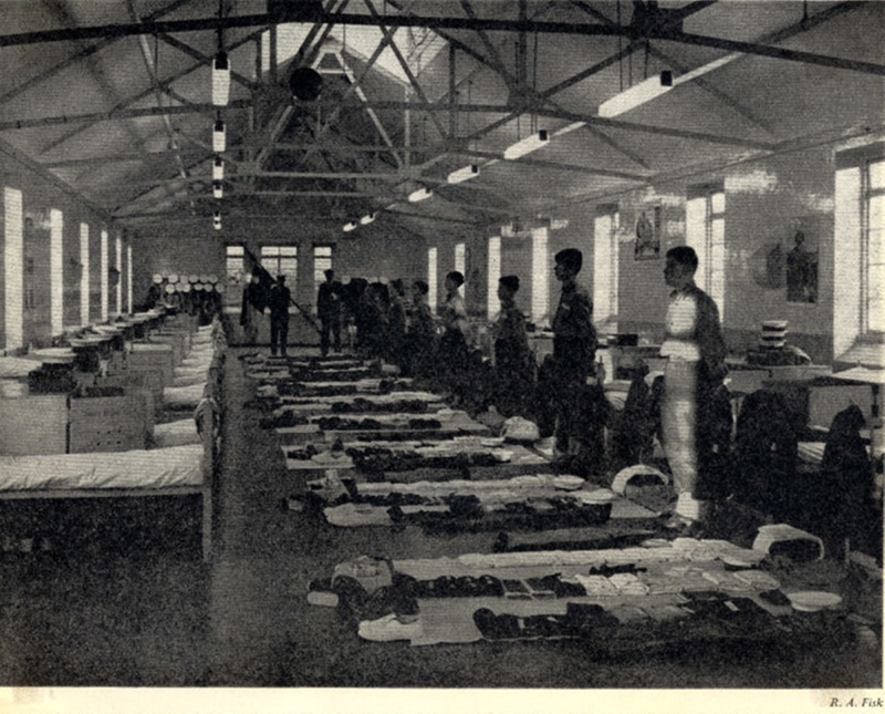Copy photograph of Juniors kit muster in their mess in 1966 at HMS ...