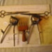 Hairdressing tools - 2 cutters, 2 scissors, 1 brush
; SH1968-1678