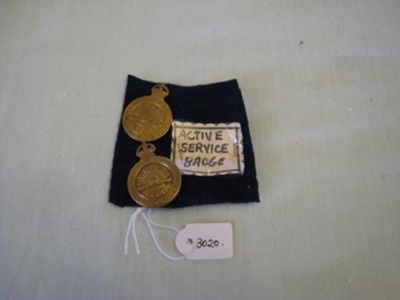 Medal/Badge - Active Service Badge x 2 - AIF
; SH1968-3020