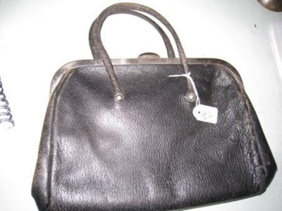 Handbag - black leather,2 short leather handles
; SH1968-2123