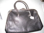 Handbag - black leather,2 short leather handles
; SH1968-2123