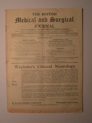 The Boston Medical Journal Medical & Surgical Journal; Massachusetts Medical Society; 2/06/1927; CH22/040