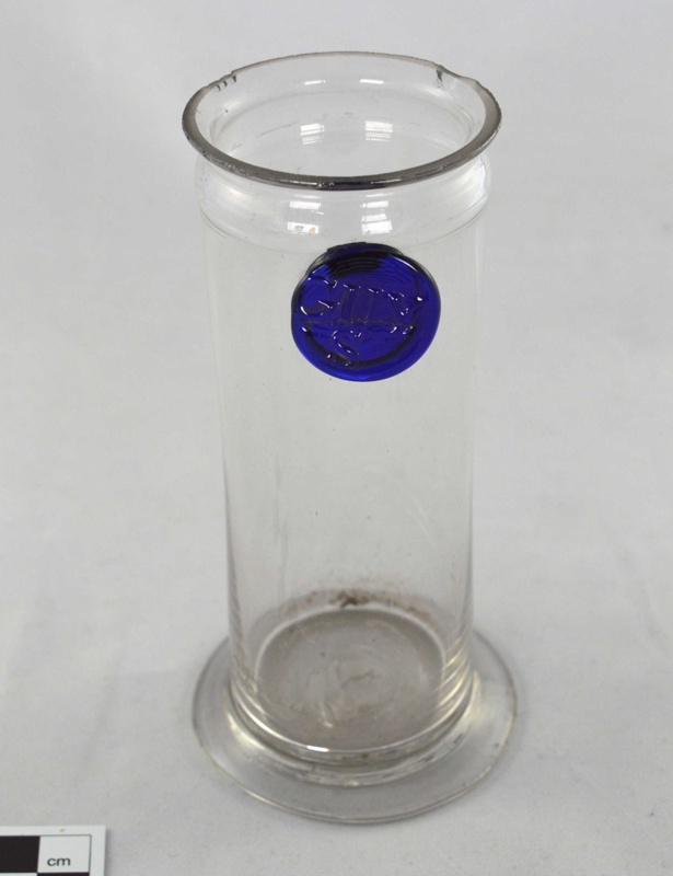 Clear Glass Specimen Jar with Blue Glass Seal for Guy's Hospital; Hand