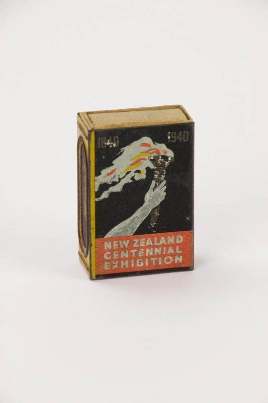 New Zealand Centennial Exhibition matchbox cover with box of beehive