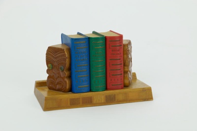 Three Lilliput Maori books with stand; Sovereign Woodware Ltd; 1964 - 1972; 02443.1-.4