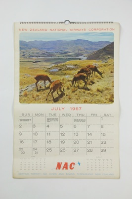 NAC 1967 and 1968 wall calendar; New Zealand National Airways Corporation;  1967;... | eHive