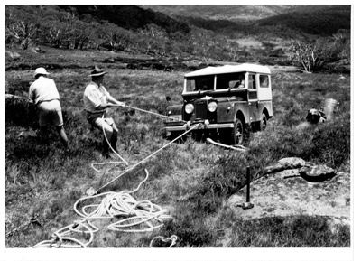 Winching out bogged landrover at Brassy Gap - 1958 by Nell Chaffer ...