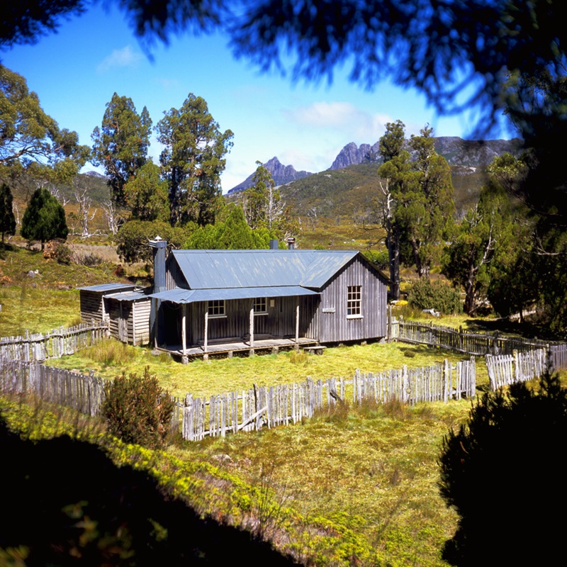 Digital photograph Homestead with timber fenced yard; Klaus Hueneke