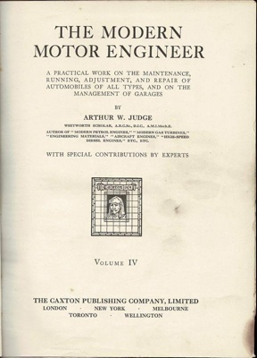Book, The Modern Motor Engineer ; Arthur W. Judge; 2002/47/D