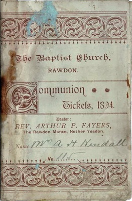 Communion Tickets, 1894, No. 115; Baptist Church, Rawdon; 1894; K2003/97.4