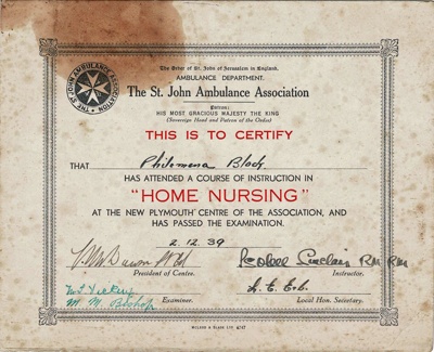 Certificate, St John Ambulance "Home Nursing"; RAA2018.0010 