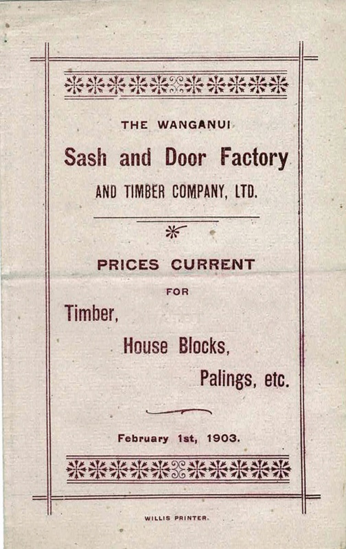 Pamphlet, The Wanganui Sash and Door Factory and Timber Company, Ltd