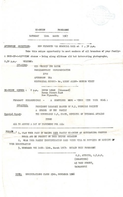Program, W M & Jane Black Re-Union; 1967; RAA2018.0016 