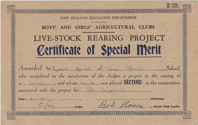 Live-Stock Rearing ProjectCertificate of Special Merit; 1955; 2003/97.26 