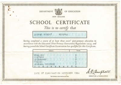 Department of EducationSCHOOL CERTIFICATE; 1964; K2001/39/6.4 