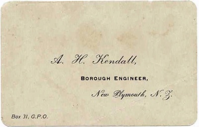 Business Card, A H Kendall, Borough Engineer; K2003.104.b