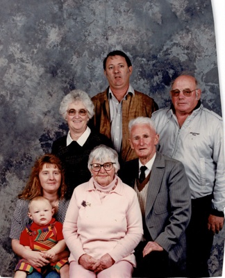 Photo, Family group of four generations.; 1980s; RAP2018.0125
