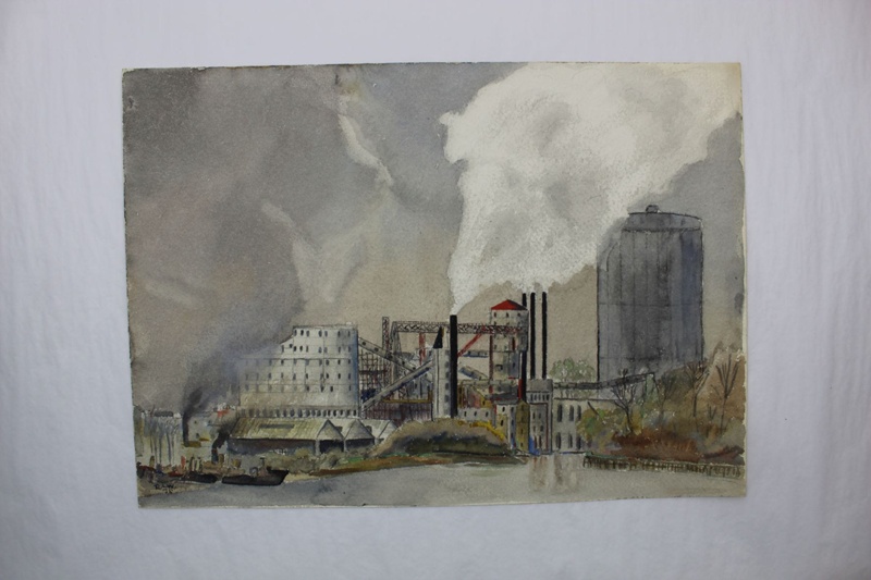 Watercolour Painting Depicting Brentford Gas Works; Wilson, R.L; 1932 ...