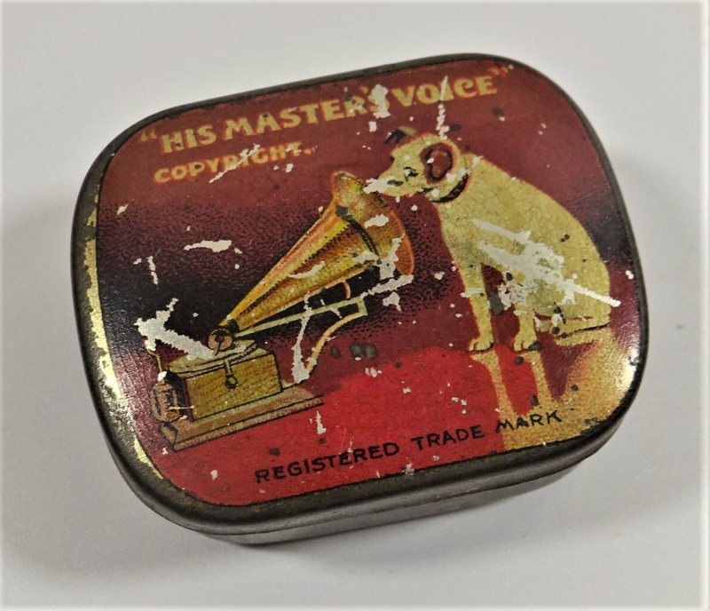 Tin of gramophone needles; His Master's Voice; LDMRD 0311.8 | eHive