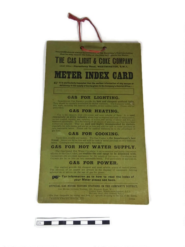 Gas Meter Index Card; The Gas Light and Coke Company; 1931; LDMRD 0093.