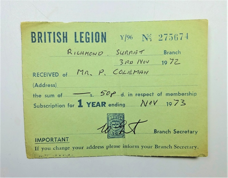 British Legion card; The Royal British Legion Press; 1972; LDMRD 0752. ...