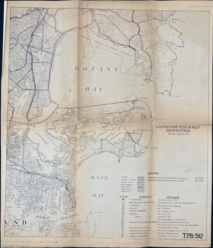 Map of Kurnell Peninsula with Botany Bay and Bate Bay, Council's field ...