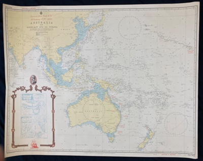 Map Of Australia With South East Asia And Oceana, Captain Cook Bi 