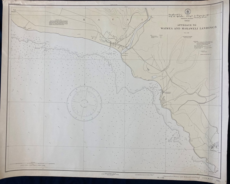 Map of approach to Waimea and Makaweli landings, Hawaiian Islands ...