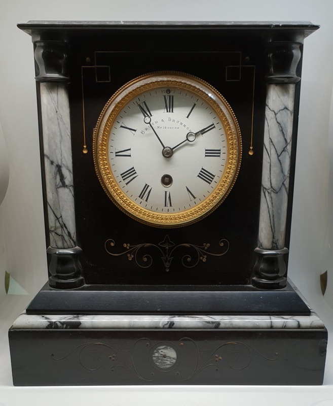 Mantel clock; Brush and Drummond, Melbourne (active late 19th century