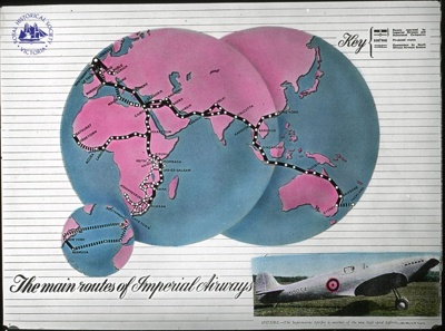 Map showing the main routes of Imperial Airways; GS-OS-411
