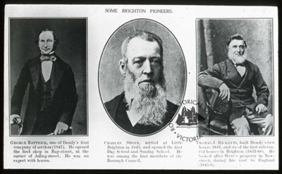 Brighton pioneers : George Battrick, Charles Stone, Thomas J. Ricketts.; GS-EV-09