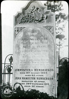McIntyre & Henderson females : Old Melbourne Cemetery, c. 1920; Miller, Everard Studley, 1886-1956.; GS-TM-28