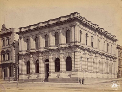 Bank of Australasia Building, north-west corner of Collins street and Queen street, c. 1878; c. 1878; A-98.1-B