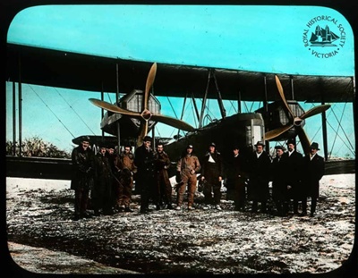 Vickers Vimy aircraft at start of England-Australia Air Race, 1919; Gunn's Slides (Firm); GS-IT-79