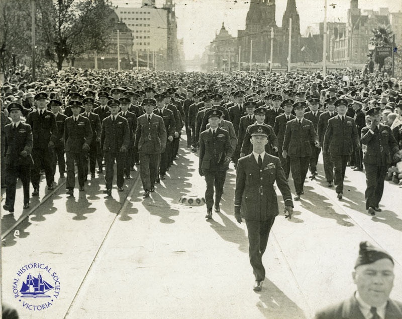 RAAF Airmen Marching In 1941 ANZAC Day Parade In Melbourne; 1941; PH ...