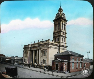 Corner of Chapel and Greville Streets, Prahran; W. Bulley Bread and Biscuit Baker, Prahran Town Hall and Court House; GS-EV-48 Corner of Chapel and Greville Streets, Prahran; W. Bulley Bread and Biscuit Baker, Prahran Town Hall and Court House; GS-EV-48